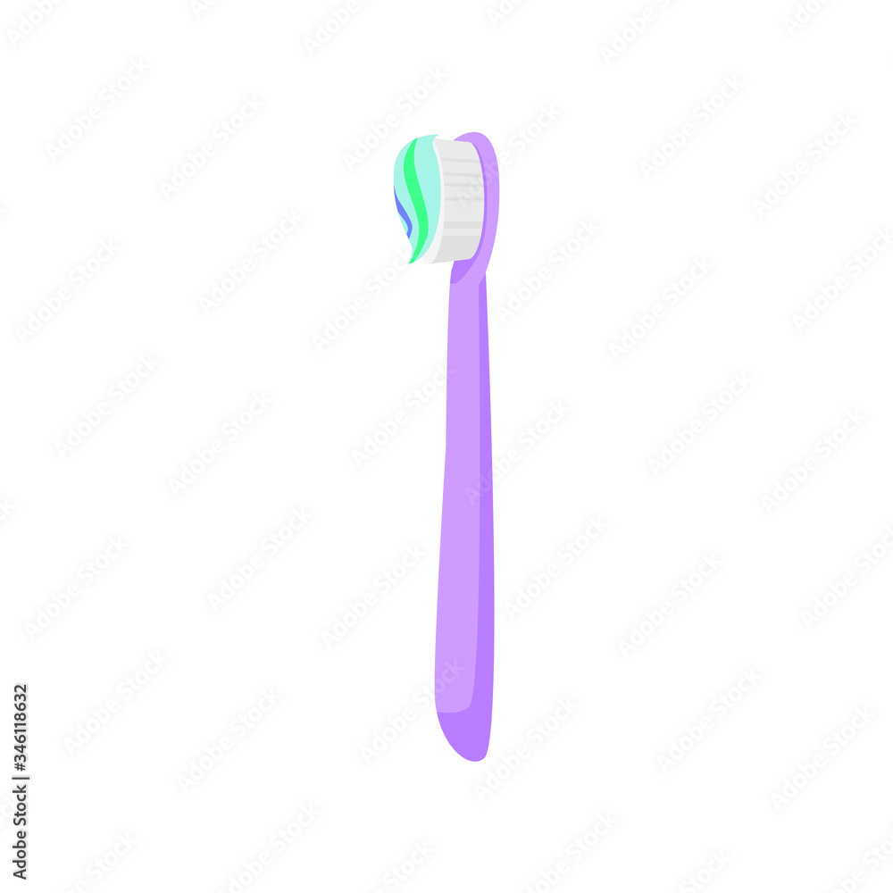 Toothbrush illustration. Tooth brush, plastic, paste. Dental care concept. Can be used for topics like teeth cleaning, hygiene, self care Toothbrush illustration. Tooth brush, plastic, paste. Dental care concept. Can be used for topics like teeth cleaning, hygiene, self care