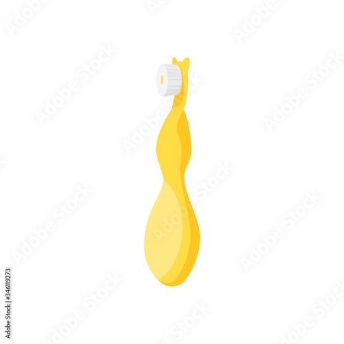 Yellow electric toothbrush for kids illustration. Tooth brush, battery, device. Dental care concept. Can be used for topics like teeth cleaning, hygiene, bathroom