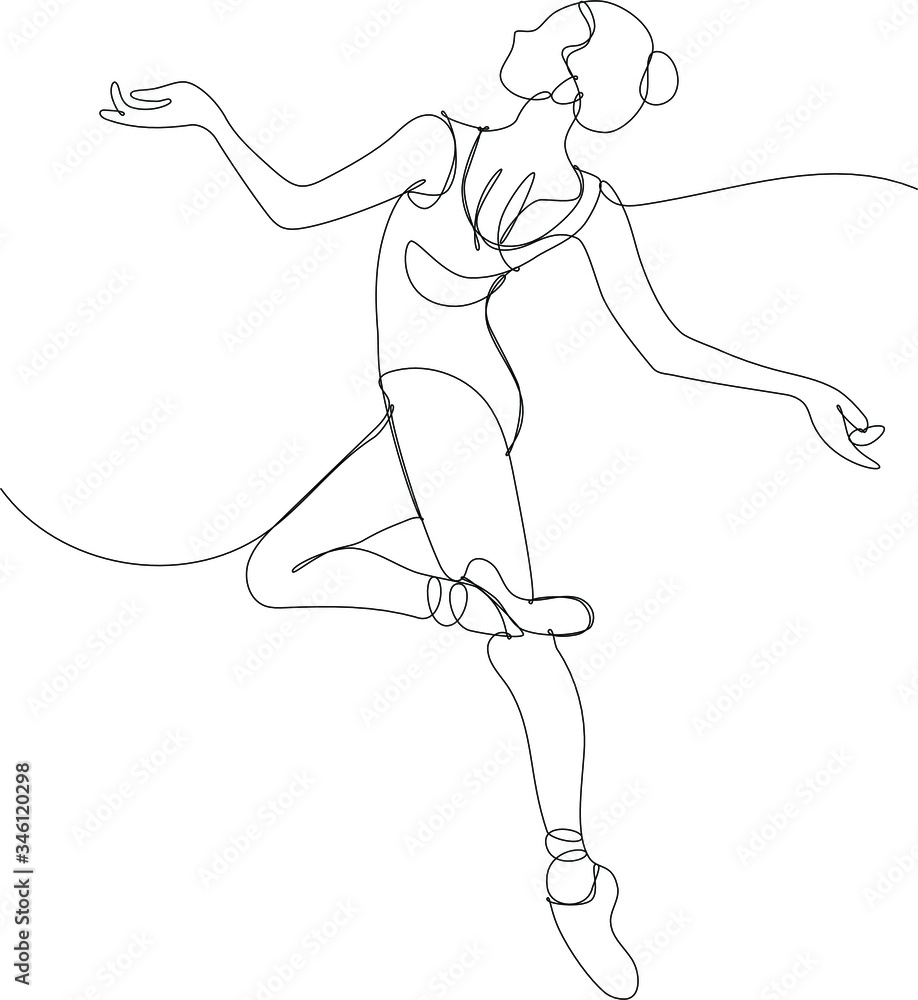 ballerina danza moderna, disegno a singola linea continua dsu sfondo bianco  Stock Vector | Adobe Stock