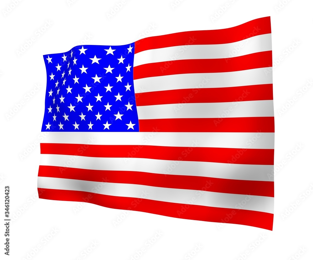 Fototapeta premium Waving flag of the United States of America. Stars and Stripes. State symbol of the USA. 3D illustration