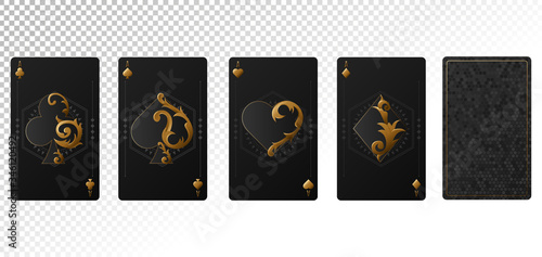 Set of four aces playing cards suits. playing cards isolated on transparent background. Vector illustration
