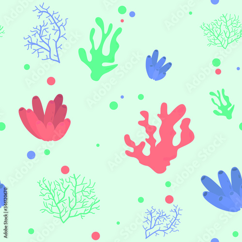   oral reefs and seaweed seamless pattern.  