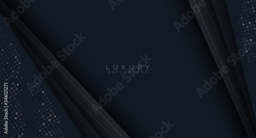 dark paper cut background. Abstract realistic papercut decoration. Vector illustration