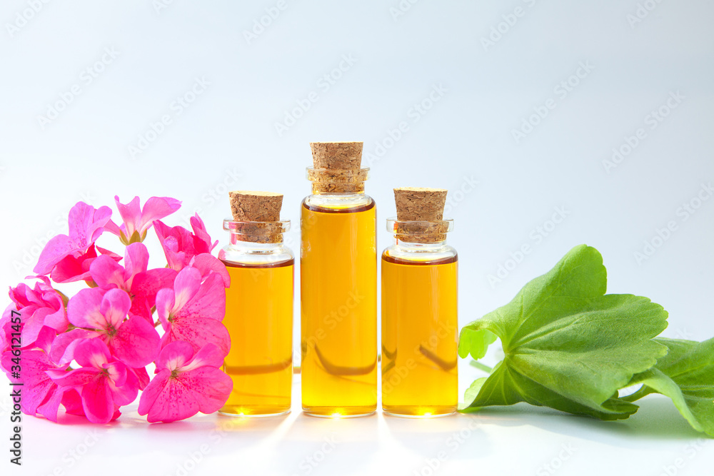 Essence of flowers on table in beautiful glass jar Essence of flowers on table in beautiful glass jar