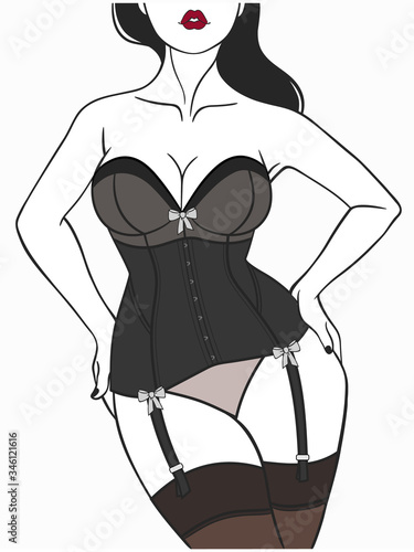 beautiful female body in elegant underwear