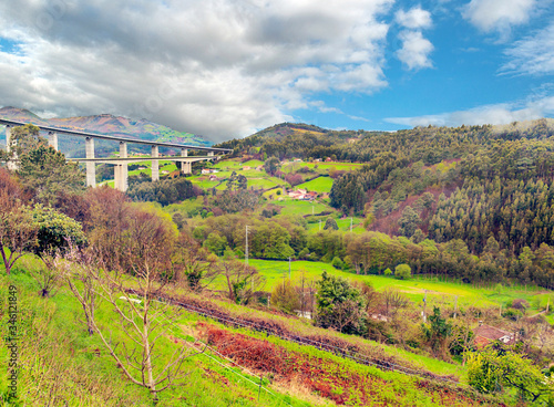 Mountains of Asturias in the north of Spain in a cloudy day