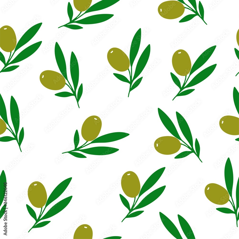 Olive seamless pattern. Cosmetic ingredient. Nutritional oil for skin care and health. Hand-drawn icon of olive and hand writting inscription. Vector illustration. Olive seamless pattern. Cosmetic ingredient. Nutritional oil for skin care and health. Hand-drawn icon of olive and hand writting inscription. Vector illustration.