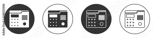 Black House intercom system icon isolated on white background. Circle button. Vector Illustration