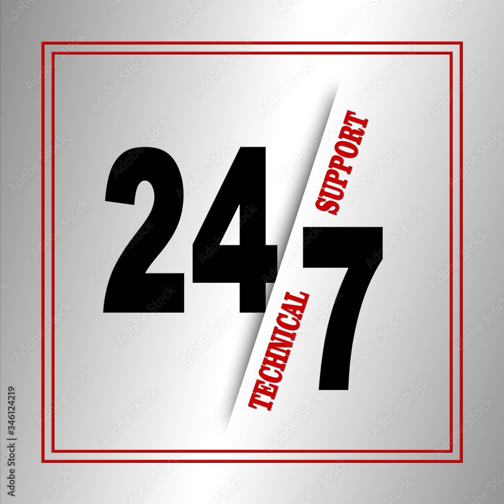24 hours 7 days icon with lettering TECHNICAL SUPPORT - 3D illustration 24 hours 7 days icon with lettering TECHNICAL SUPPORT - 3D illustration