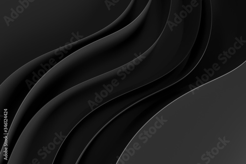 Abstract black waves background.3d Rendering.