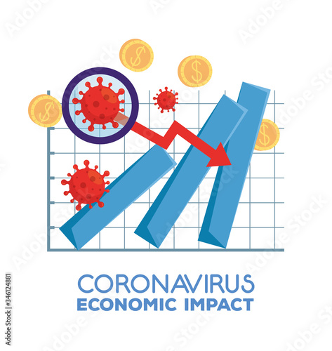 infographic of economic impact by covid 2019 vector illustration design