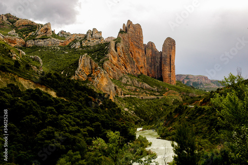 river cross the canyon in Huesca Spain