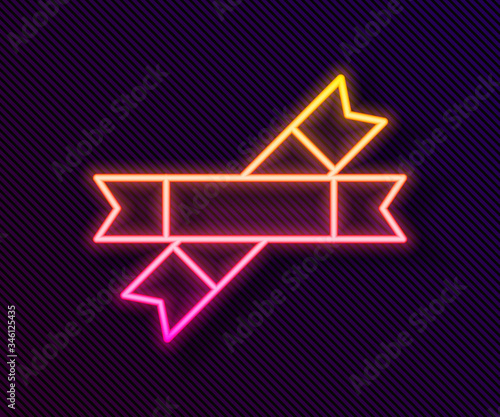 Glowing neon line Sugar stick packets icon isolated on black background. Blank individual package for bulk food products as coffee, salt, spices. Vector Illustration