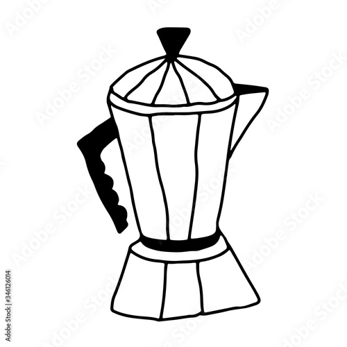 Coffee maker in hand drawn doodle style. Coffee collection on an isolated white background. Stock vector illustration. © Мария Падалец
