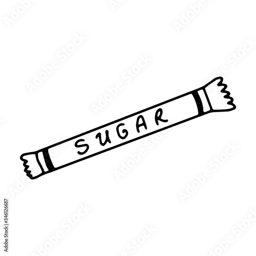 Sugar in hand drawn doodle style. Coffee collection on an isolated white background. Stock vector illustration.