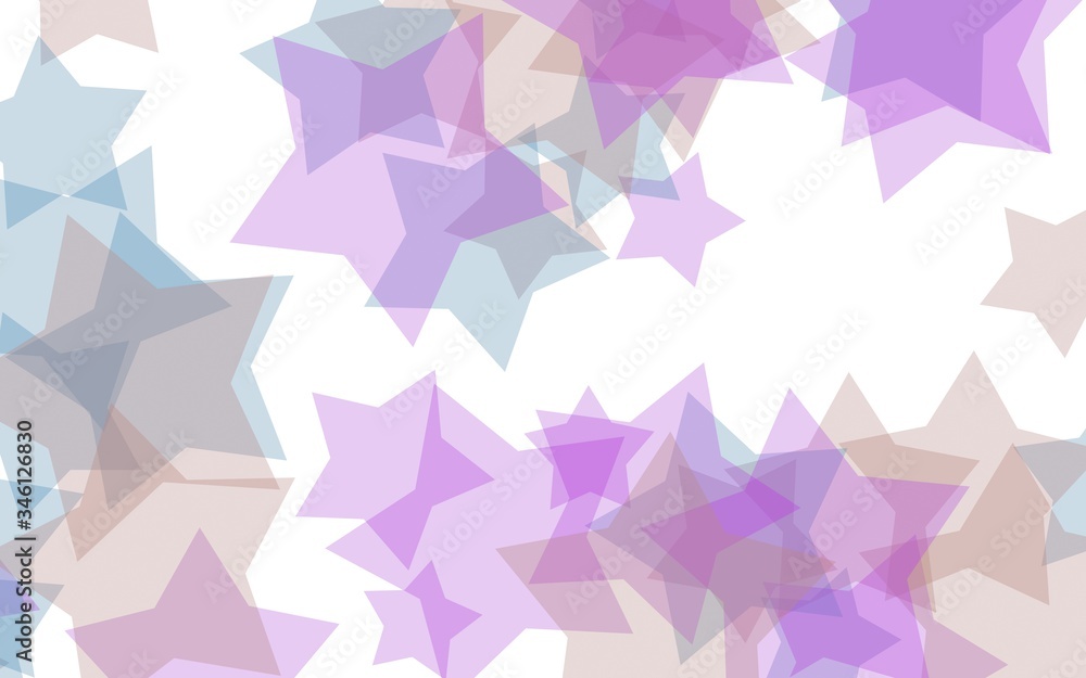 Multicolored translucent stars on a white background. Red tones. 3D illustration Multicolored translucent stars on a white background. Red tones. 3D illustration