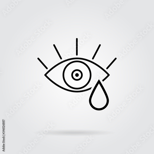 Tear cry eye icon. Woe and sorrow, sadness, grief symbol. Flat design. Stock - Vector illustration.