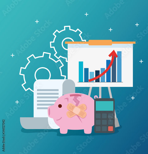 infographic of financial recovery with icons vector illustration design