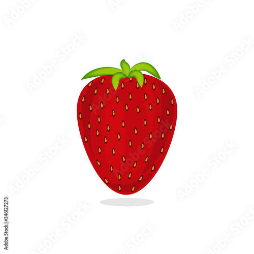 Strawberry berry color, separate element close-up, isolated on a white background, vector illustration, design