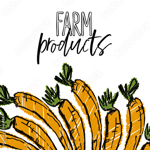 FARM products lettering and Carrots advertising template