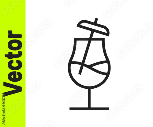 Black line Cocktail icon isolated on white background. Vector Illustration