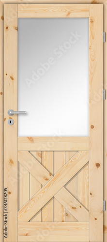 Drzwi wewnętrzne drewniane szklone sosnowe sękate