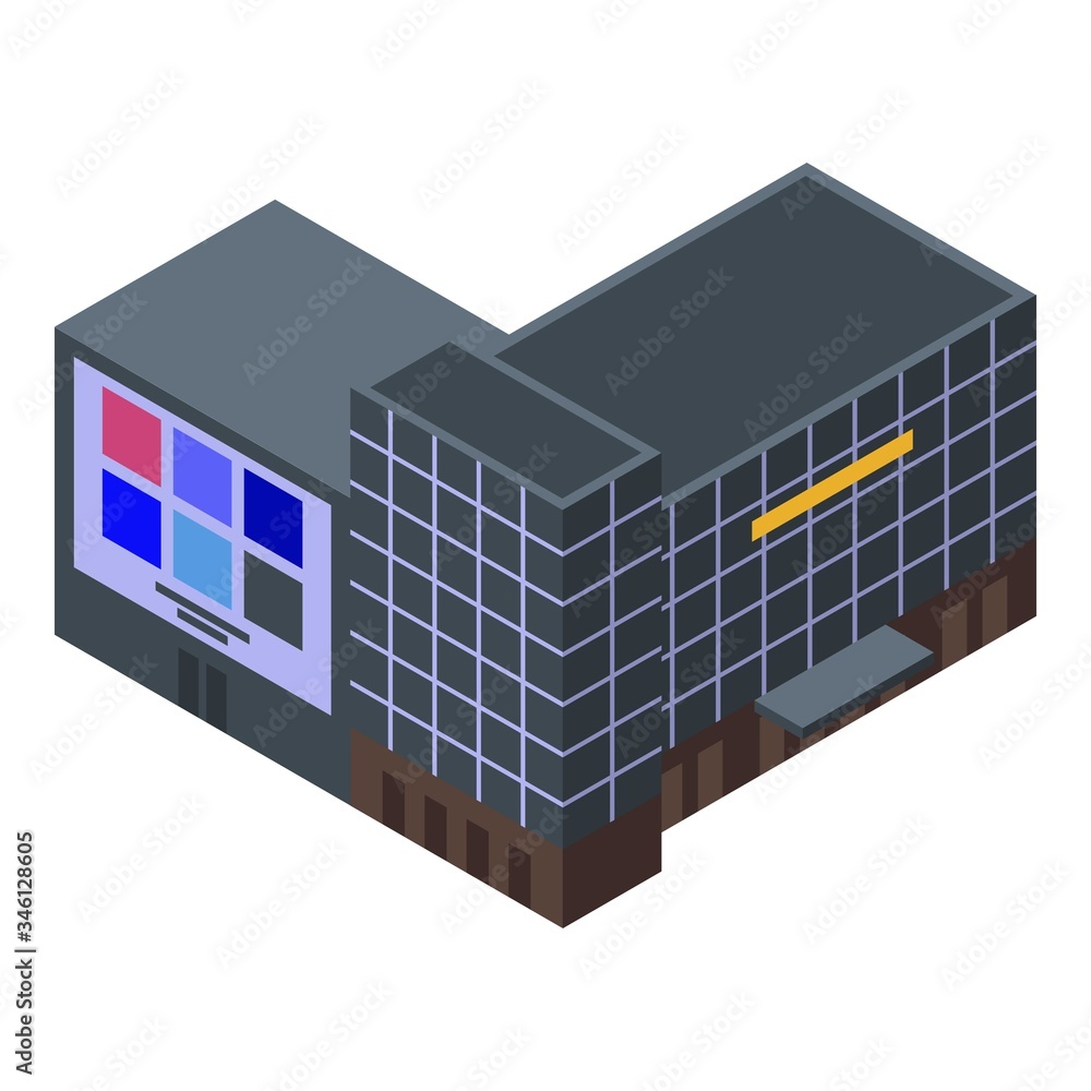 Office mall building icon. Isometric of office mall building vector icon for web design isolated on white background Office mall building icon. Isometric of office mall building vector icon for web design isolated on white background
