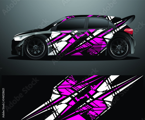 Rally car decal graphic wrap vector, abstract background