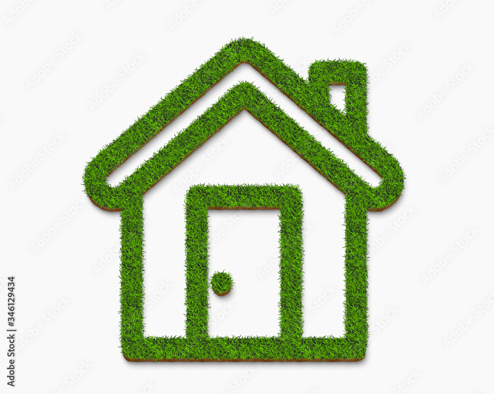 Fototapeta premium home green grass icon isolated on a white background