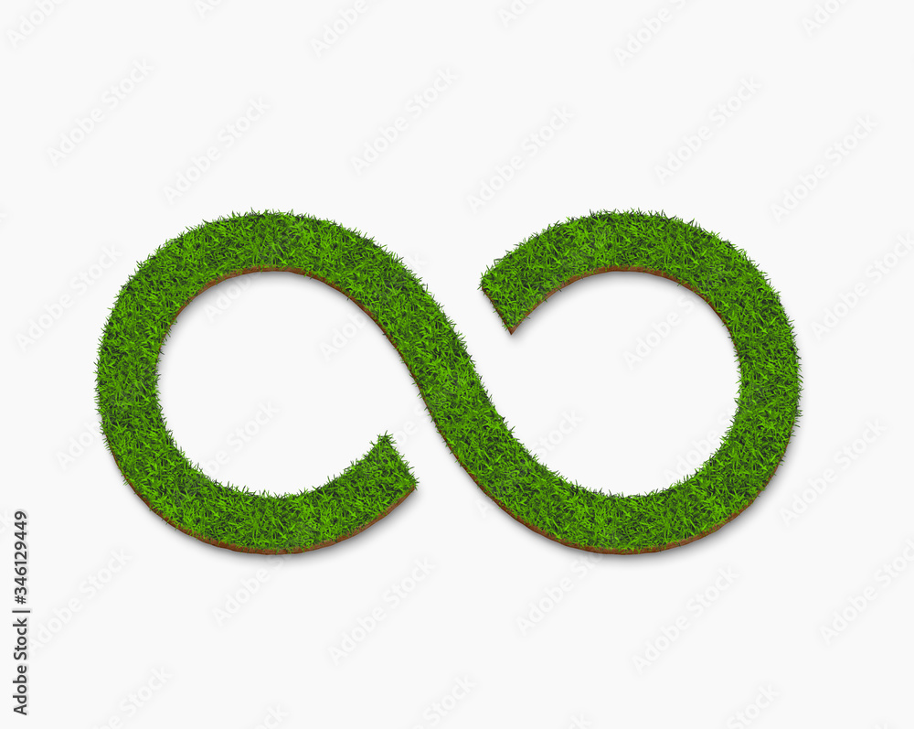 infinity icon logo from green grass texture isolated on white background infinity icon logo from green grass texture isolated on white background