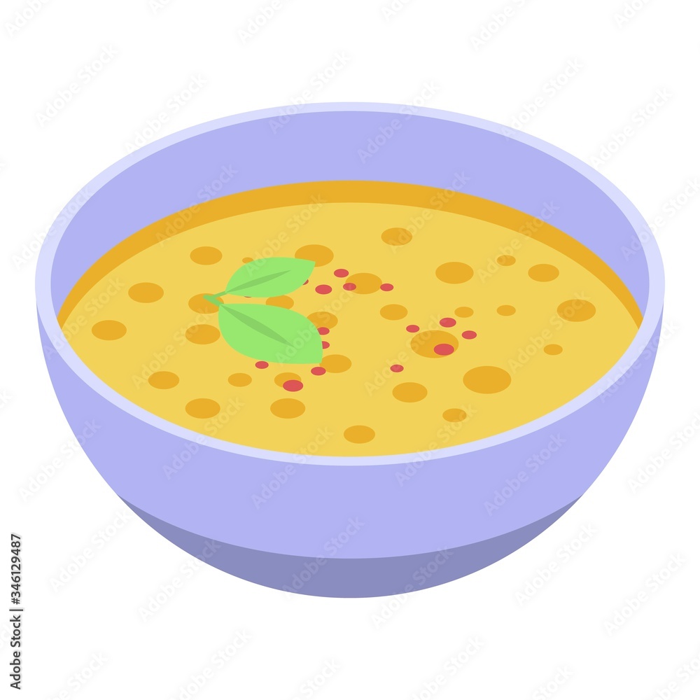 Corn soup icon. Isometric of corn soup vector icon for web design isolated on white background Corn soup icon. Isometric of corn soup vector icon for web design isolated on white background