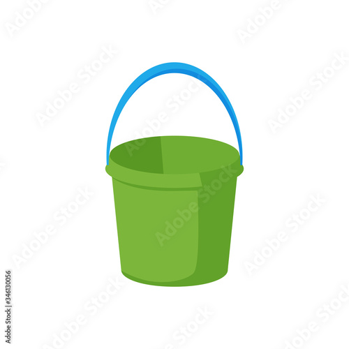 Green bucket illustration. Water, garden, sand. Cleaning concept. Can be used for topics like tidying up, gardening, beach