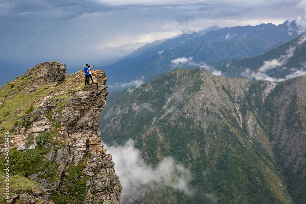 Fototapeta premium mountain view with storm clouds