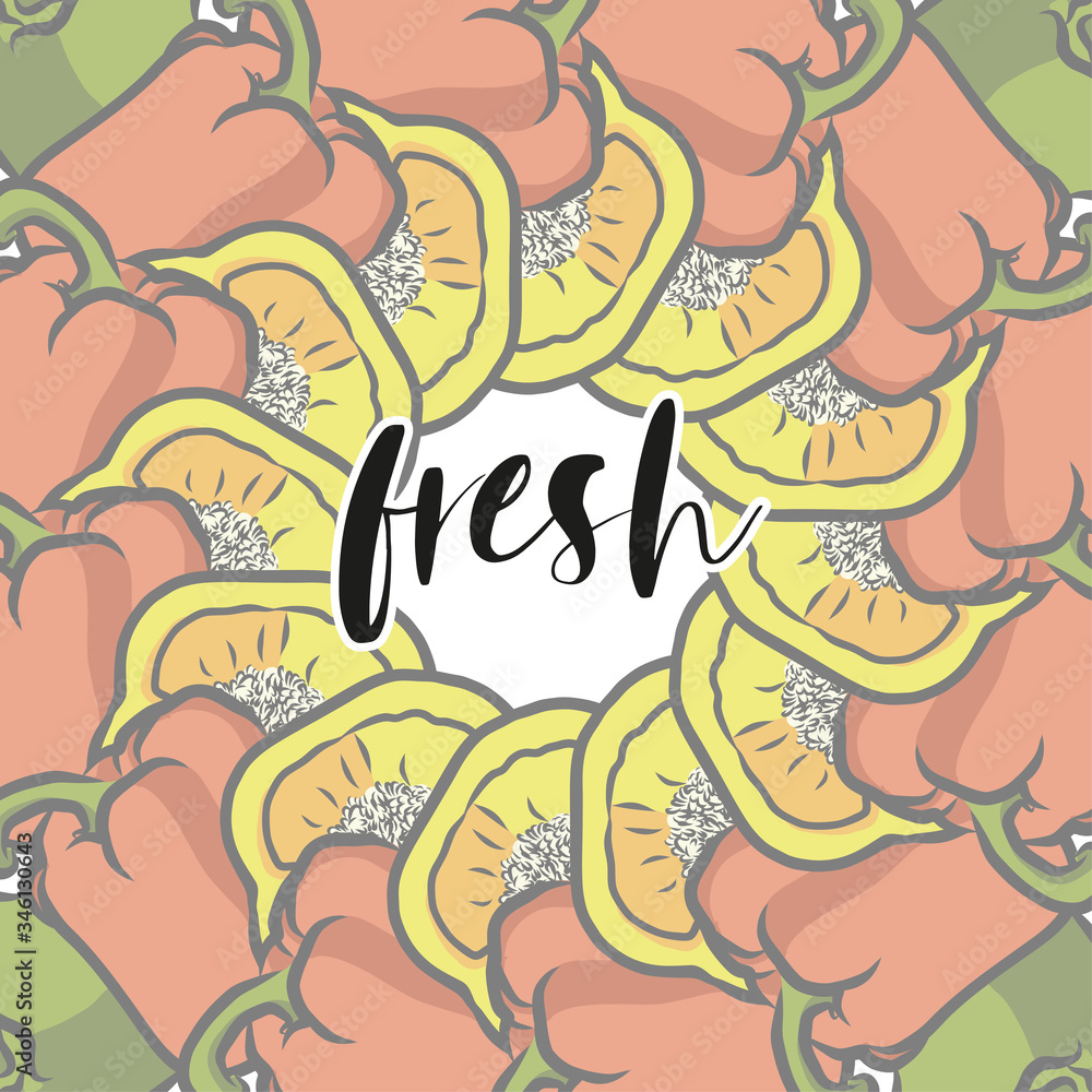 Fototapeta premium fresh lettering and Peppers arranged in a circle