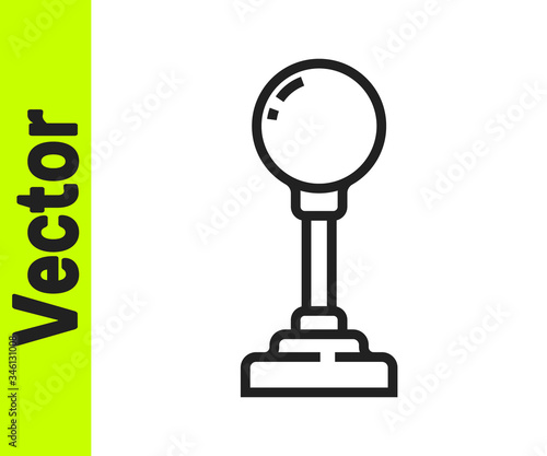 Black line Joystick for arcade machine icon isolated on white background. Joystick gamepad. Vector Illustration