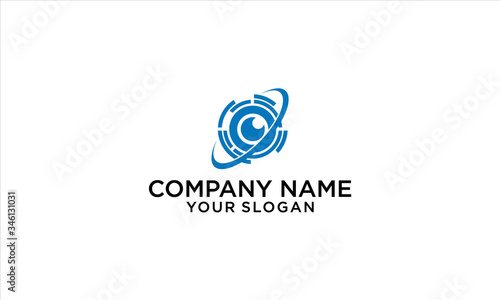 combination of digital and eye logo designs