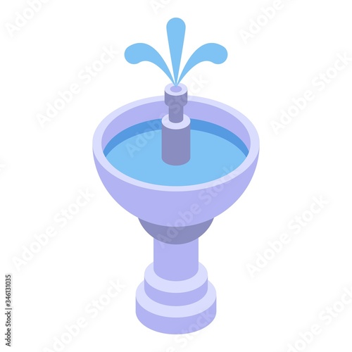 Garden fountain icon. Isometric of garden fountain vector icon for web design isolated on white background