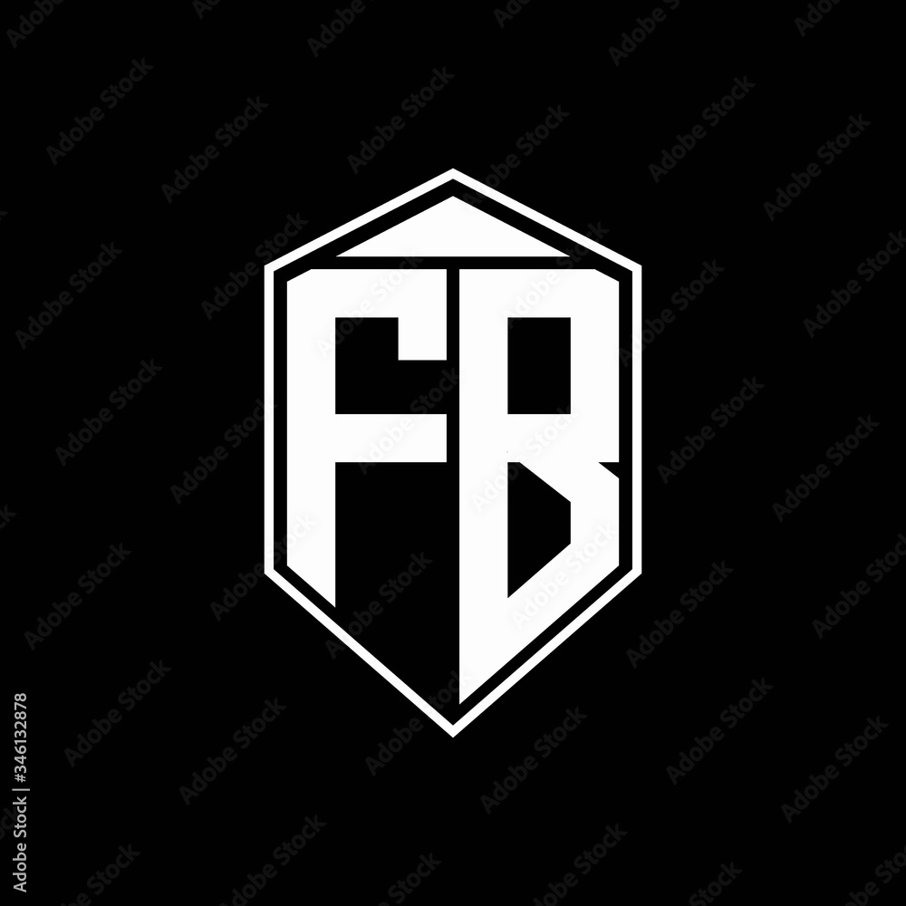 FB logo monogram with emblem shape combination tringle on top design template