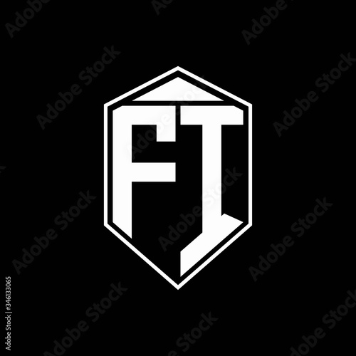 FI logo monogram with emblem shape combination tringle on top design template