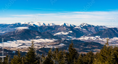 view of Male Fatra ridge in winter mountains, Slovakia Velky Choc 12.1.2020