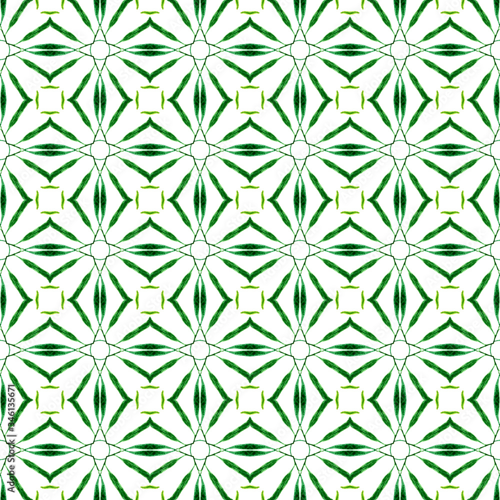 Green geometric chevron watercolor border. Green 