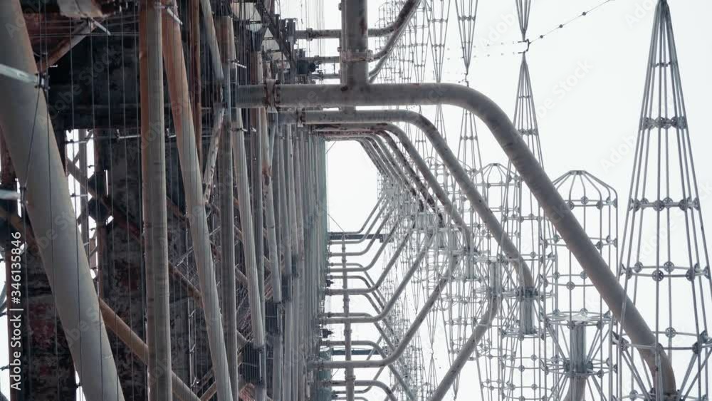 Bottom view of huge radar system in Chernobyl, Ukraine