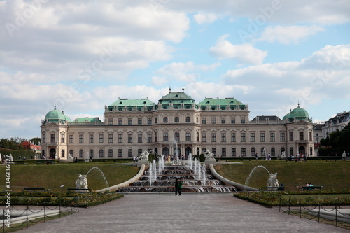 Beautiful view of famous Schloss Belvedere, built by Johann Lukas von Hildebrandt as a summer residence for Prince Eugene of Savoy