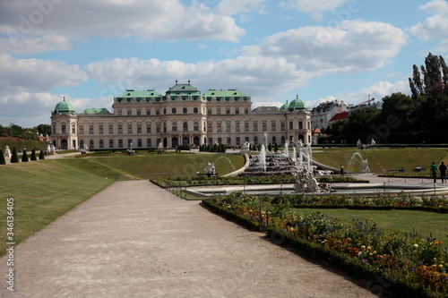 Beautiful view of famous Schloss Belvedere, built by Johann Lukas von Hildebrandt as a summer residence for Prince Eugene of Savoy