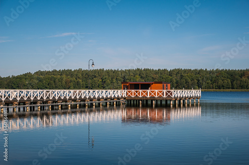Obraz na płótnie Pier on Lake Necko in Augustow, Podlaskie, Poland w salonie