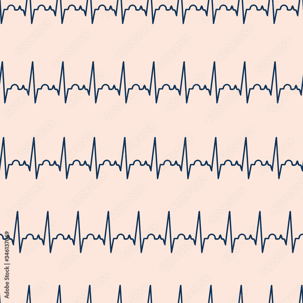 EKG seamless vector pattern. Electrocardiogram repeating background. Health care related background. Medical design for fabric, hospital, scrubs, nurse, doctor, EKG seamless vector pattern. Electrocardiogram repeating background. Health care related background. Medical design for fabric, hospital, scrubs, nurse, doctor,