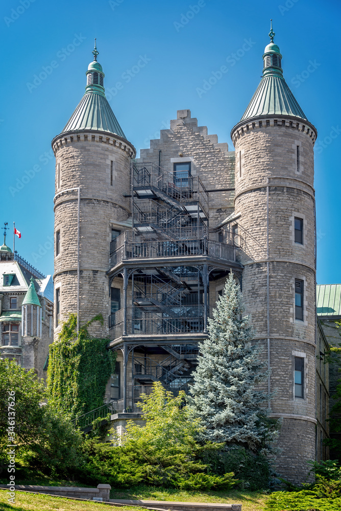 Naklejka premium Royal Victoria hospital in Montreal located in an ancient buildings with turrets, Quebec, Canada
