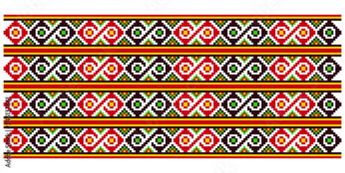 Traditional Romanian folk art knitted embroidery pattern

