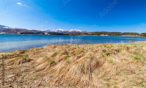 Panoramic view of Vlasina lake at early spring