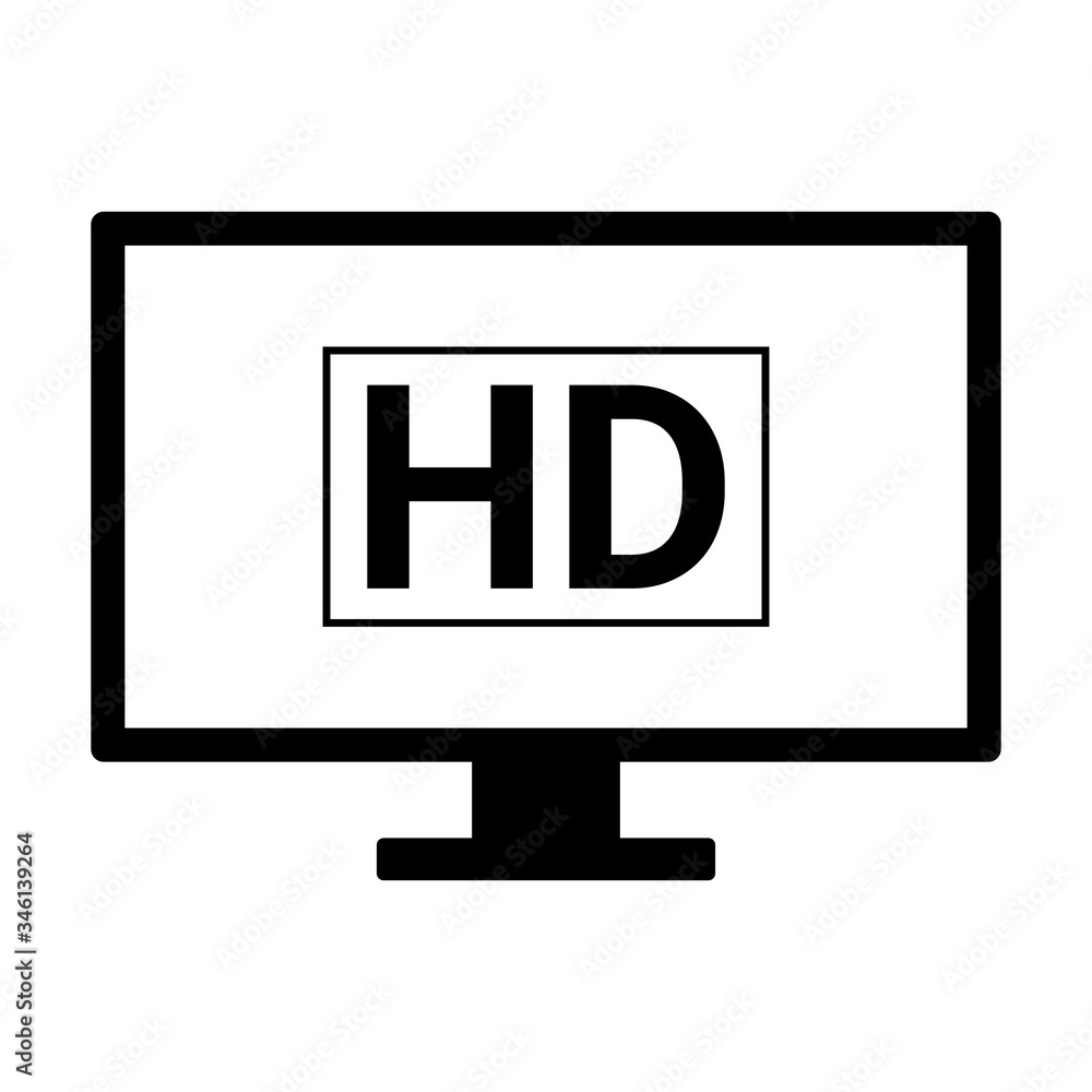 HD TV icon isolated on white background HD TV icon isolated on white background